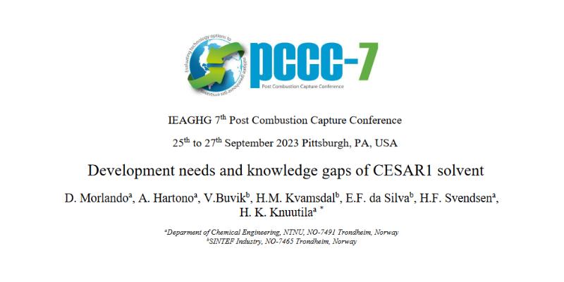 Abstract – PCCC7: Development needs and knowledge gaps of CESAR1 solvent