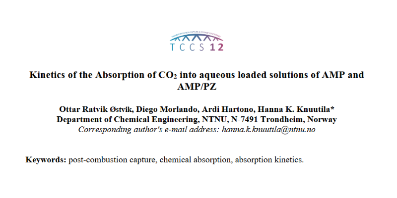 Abstract – TCCS-12: Kinetics of the Absorption of CO2 into aqueous loaded solutions of AMP and AMP/PZ